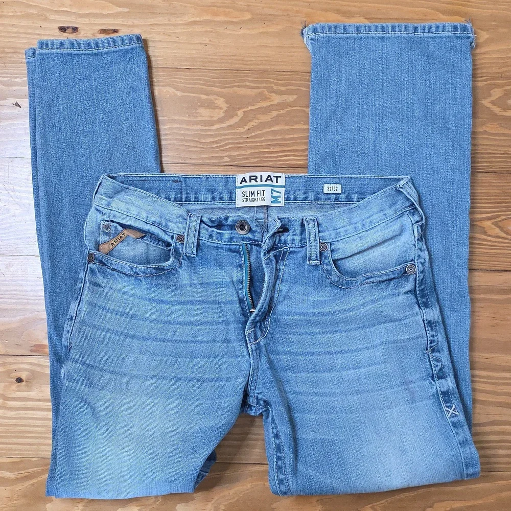Ariat Light Blue Jeans M7 slim Fit Straight Leg 32x32 - Picture 6 of 7